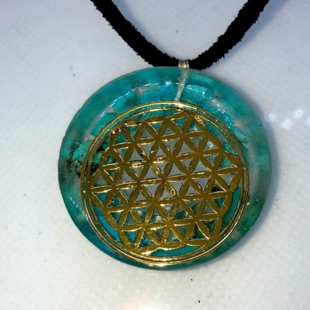 Flower of Life W/Genuine Turquoise Chips